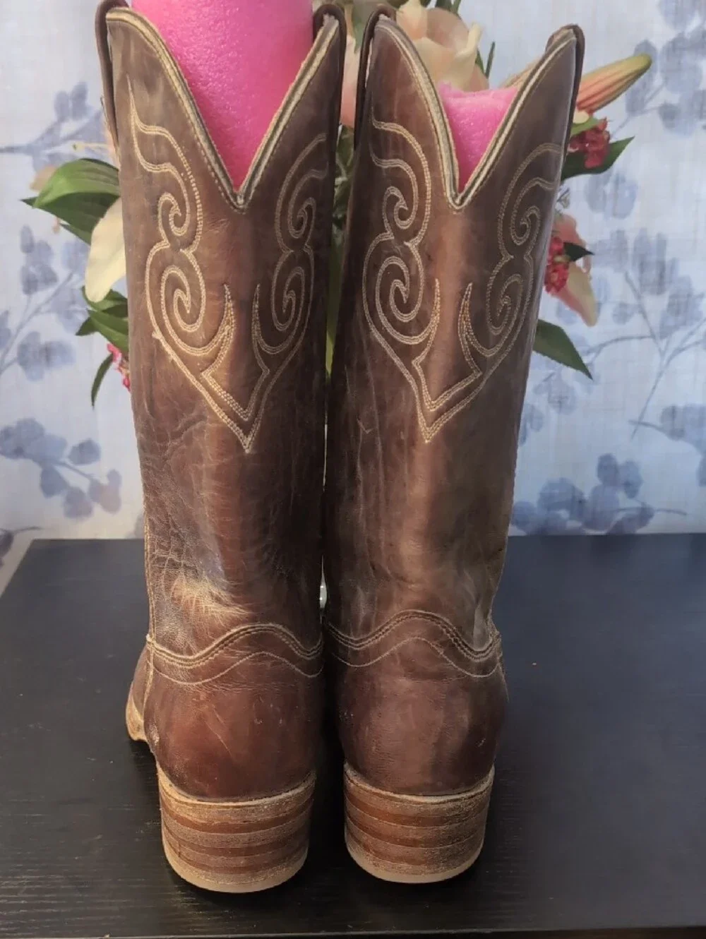 dingo Dark Brown Embroidered Leather Western Boots